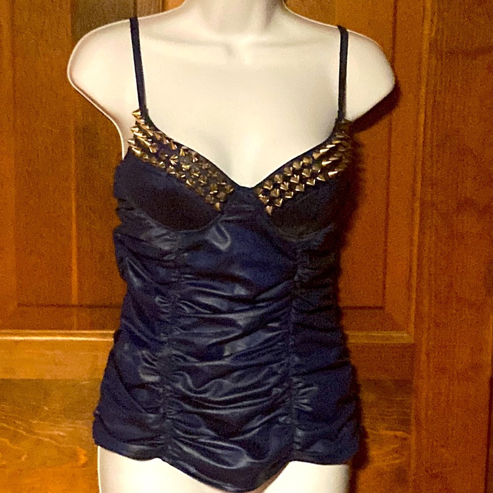 Oh Yes! Blue spiked scrunch top size M Medium